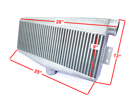 [TRST9] HF Intercooler Core Size, 25"x9"x3.5", 1-3" Outlet and 1-3" Inlets, Passenger or Driver Side, Outlet is Angled 15 degrees Back Towards Engine, 1950 CFM Flow Rate, 1300 HP Efficient, 2psi Pressure Drop at 1950 CFM