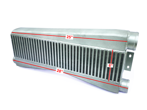 [TRTT] HF Intercooler Core Size, 25"x6"x3.5", Overall Length 28", 1-3" Outlet and 2-2.5" Inlets, 1453 CFM Flow Rate, 1000 HP Efficient