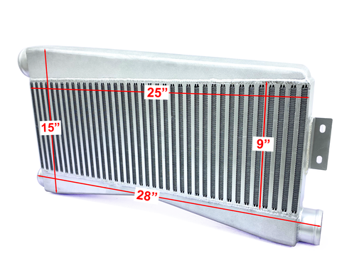 [TRTT9] HF Intercooler Core Size, 25"x9"x3.5", Overall Length 28", 1-3" Outlet and 2-2.5" Inlets, 1950 CFM Flow Rate, 1300 HP Efficient