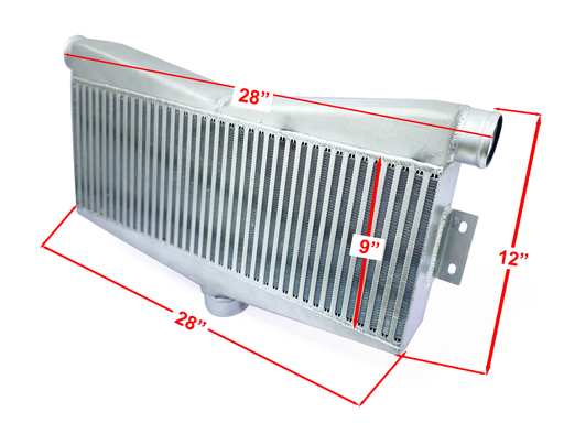 [TRTTC9] HF Intercooler Core Size, 25"x9"x3.5", 1-3" Outlet and 2-2.5" Inlets, Outlet is Angled 15 degrees, 1950 CFM Flow Rate, 1300 HP Efficient, 2psi Pressure Drop at 1950 CFM