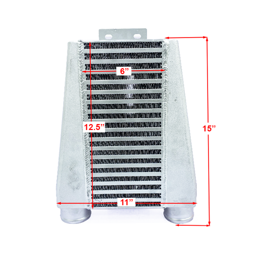 [TRV125] HF Intercooler Overall Size, 15"x11"x3.50", Core Size 12.5"x6.00"x3.50", 2.50" Inlet/Outlet, Bead Blasted Endtanks, 500HP Efficient