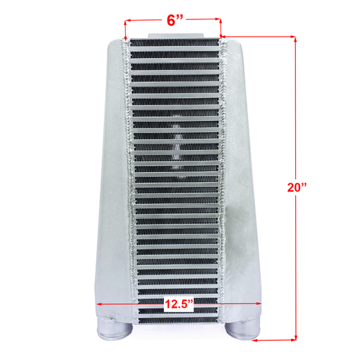 [TRV185] HF Intercooler Overall Size, 20"x12.25"x3.50", Core Size 18.48"x6.00"x3.50", 2.50" Inlet/Outlet, Bead Blasted Endtanks, 720HP Efficient