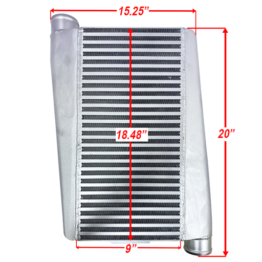 [TRV1859] HF Intercooler Overall Size, 20"x15.25"x3.50", Core Size 18.48"x9.00"x3.50", 2.50" Inlet/Outlet, 720HP Efficient