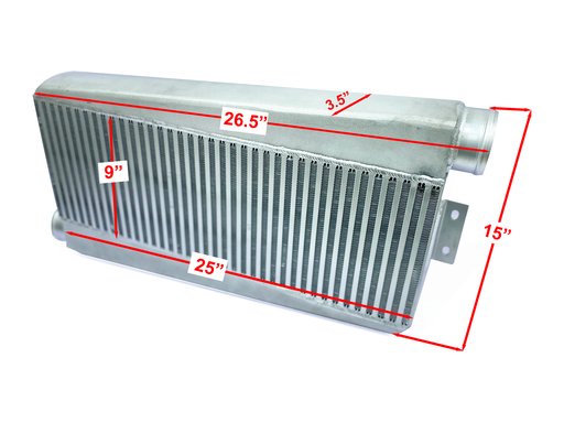 [TRV259] HF Intercooler Overall Size, 26.50"x15.00"x3.50", Core Size 25.00"x9.00"x3.50", Inlet/Outlet 3.00" Diameter