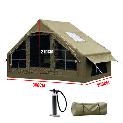 Air Tent w/ Air Pump, 6 SQM, 300D Fabric, Military Green