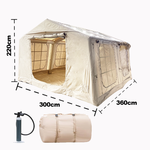 Air Tent w/ Air Pump, 12.96 SQM, 420D Waterproof Oxford Fabric, Khaki