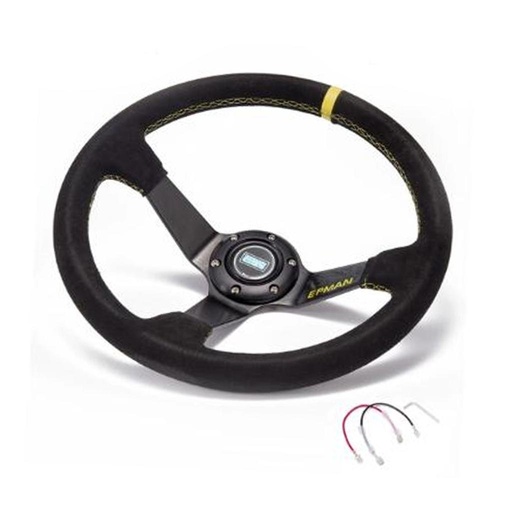 [EP-FXP1701R] Epman Steering Wheel Dish Drifting Yellow - Suede Leather