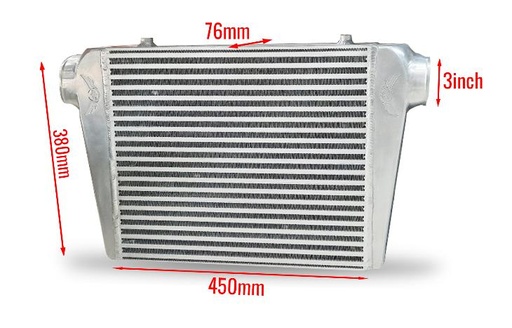 [B4316] Intercooler 450x380x76mm 3" Inlet and Outlet