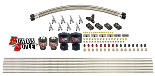 [00-10422-T-SBT] Nitrous Outlet 8 Cylinder Solenoids Forward Direct Port Conversion Kit .178 Nitrous/.177 Fuel - 7 PSI