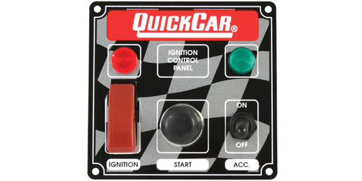 [50-023] QuickCar Ignition Panel-Start Button & 2 Pilot Lights Flag
