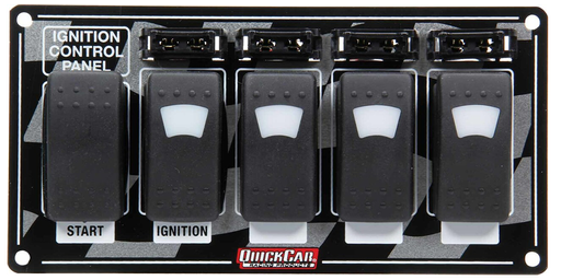 [52-164] QuickCar Ignition Panel Rocker Switch Panel Fused Lighted Flag