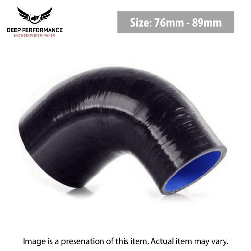 [ER90/89-76] Silicon Hose 90D 3"-3.5" Black