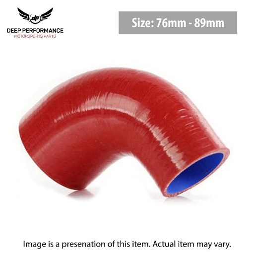[ER90/89-76] Silicon Hose 90D 3"-3.5" Red