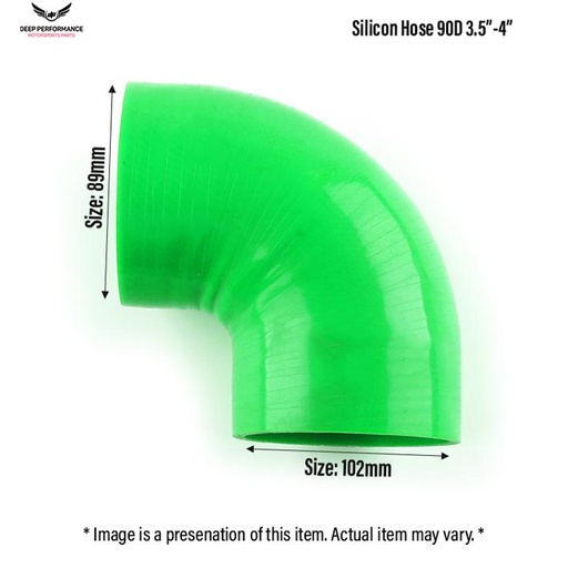 Silicon Hose 90D 3.5"-4" L. Green